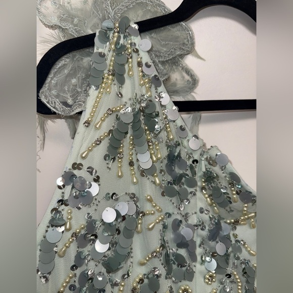 NWT Mac Duggal 94151 Sage Green Embellished One Shoulder Trumpet Gown Size 12 - Picture 13 of 17